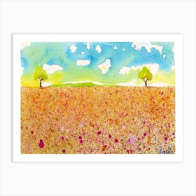 Watercolor Of A Field Art Print