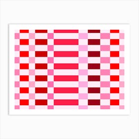 Red and Pink Checkered Pattern Art Print