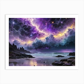 Purple Sky Over The Ocean Art Print