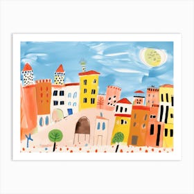 Bologna Italy Cute Watercolour Illustration 2 Art Print