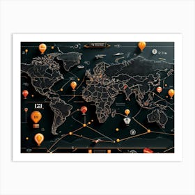 A Detailed Graphic Illustration Of Global Positioning System Icons And Symbols Floating Seamlessly Art Print