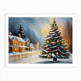 Christmas Tree In The Snow Art Print