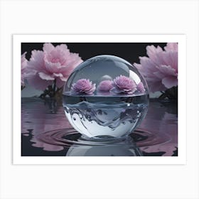 A Glass Orb With Water Floating On The Surface Art Print