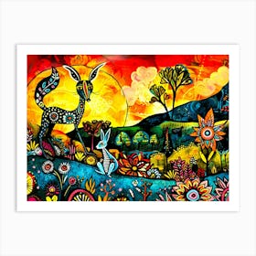 Outback Animals - Batik Deer Art Print