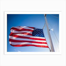 An American Flag Mid Billow Red And White Stripes Gleaming In The Wind Blue Star Field Sailing Ag (3) Art Print