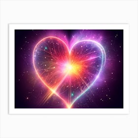 A Colorful Glowing Heart On A Dark Background Horizontal Composition 41 Art Print