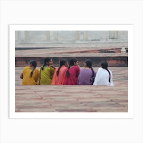 Girls outsside the Taj Mahal Art Print