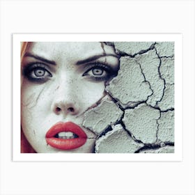 Woman in the wall. Art Print