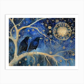 Boho Nature with Nightbirds # 2 Art Print