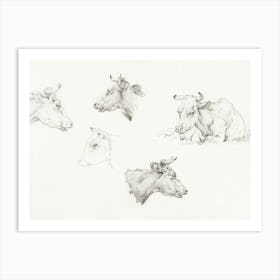 Four Study Sketches Of Cows, Jean Bernard Art Print