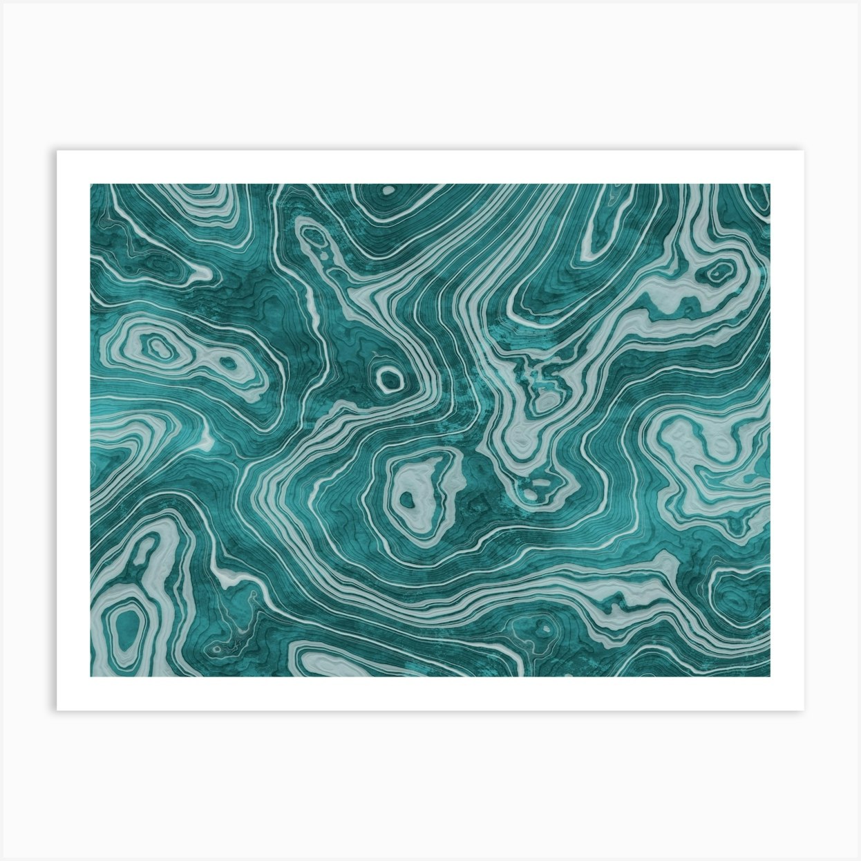 Crystal Teal Marble Texture Art Print by Amini54
