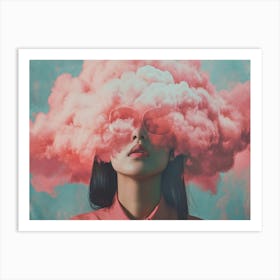 Girl With Pink Clouds Art Print