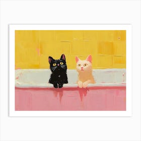 Bathroom Cats 2 Art Print