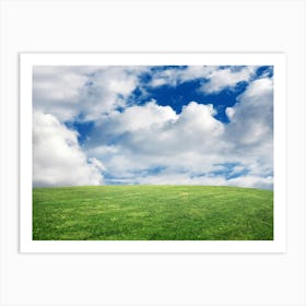 Green Field With Clouds Art Print