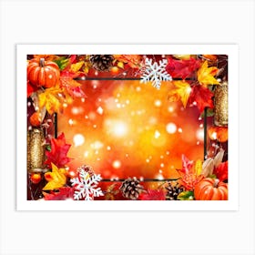 Autumn Leaves Radiate Vibrant Red Orange And Yellow Hues Clustered Together Embraced By A Decora (6) Art Print