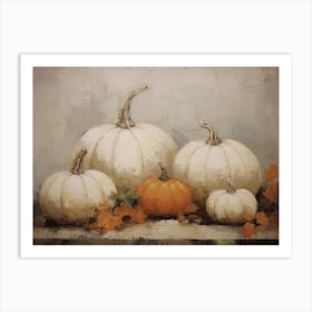 White And Orange Pumpkins, Oil Painting 0 Art Print