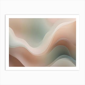 Abstract Background With Soft, Flowing Shapes In Beige, Green, And White, Creating A Sense Of Depth And Movement Art Print