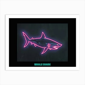 Neon Dark Red Whale Shark 5 Poster Art Print