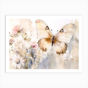 Butterfly And Flowers Art Print