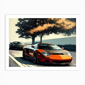 Two Sports Cars On The Road Art Print