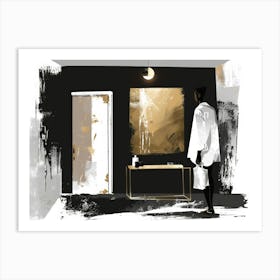 Man In A Bathroom Art Print