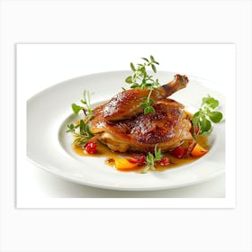 Chicken On A White Plate Art Print