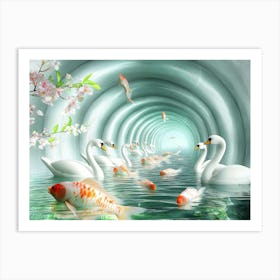 Swans In A Tunnel Art Print