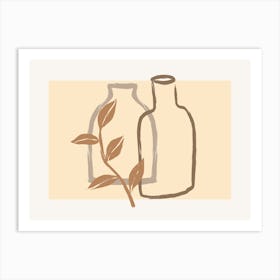 Two Bottles And A Leaf Art Print