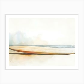 Watercolor Surfboard Painting Art Print