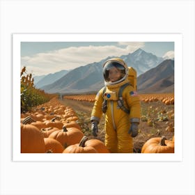 Smiling Astronaut Child In A Pumpkin Patch 6 Art Print