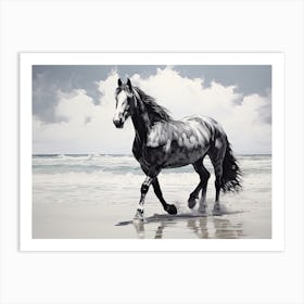 A Horse Oil Painting In Maldives Beaches, Maldives, Landscape 4 Art Print