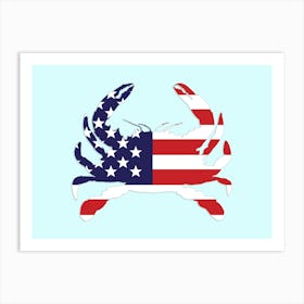 Blue Crab With USA Flag Design Art Print