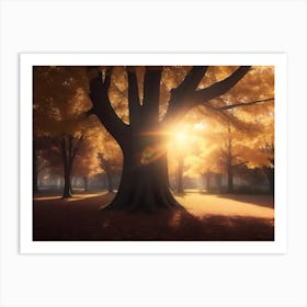 Beech Tree Grove Glowing In The Sunlight Art Print