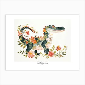 Little Floral Alligator 3 Poster Art Print