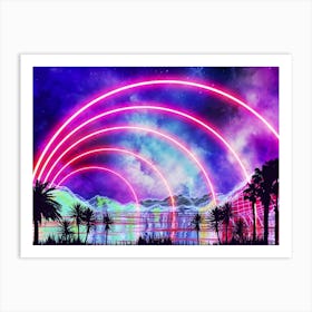 Neon landscape: Arc [synthwave/vaporwave/cyberpunk] — aesthetic retrowave neon poster Art Print