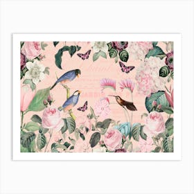 Pink Bird Romance Art Print