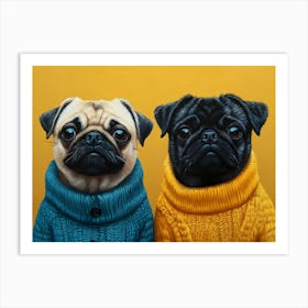 Pugs In Sweaters 4 Art Print