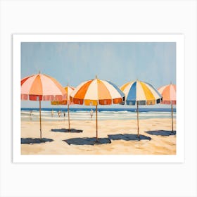 Beach Umbrellas, Beach, Pastel Colors,Preppy Aesthetic , Summer, Trendy Art Print