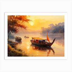 Boats On The River Art Print