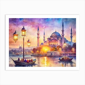 Blue Mosque At Dusk Art Print