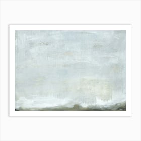 Expanse - Unique Neutral Abstract Landscape Painting Wall Art - Trendy Blue Green Gray Sky Land Art Print