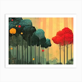 Tree Landscape illustration Art Print