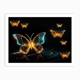 Golden Butterflies 22 Art Print