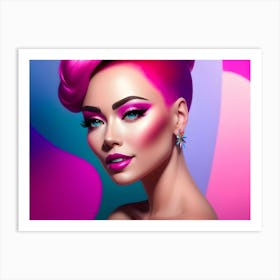 Pink Beauty With Pink Makeup 2 Art Print