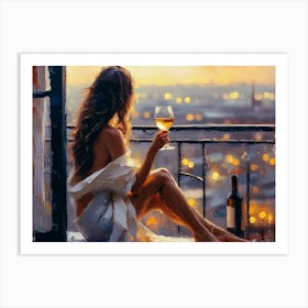 Golden Wine Hedonism On A Summer Eve Art Print