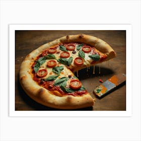 Pizza On Wooden Table art Art Print