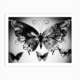 Black And White Butterfly 6 Art Print