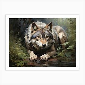 Wolf Hiding In The Shrubland Art Print