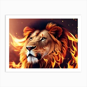 Lion On Fire 1 Art Print