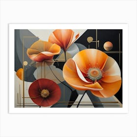 Abstract Poppies painting Art Print